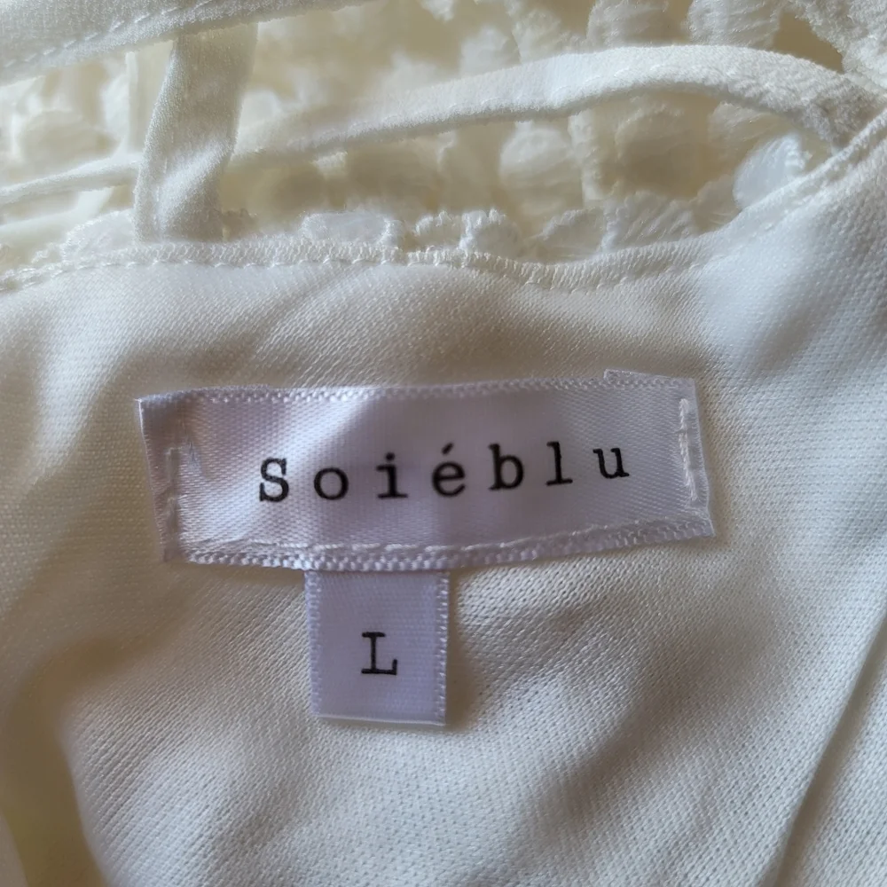 Soieblu Dress L Large Ivory Sleeveless Eyelet - Picture 8 of 9